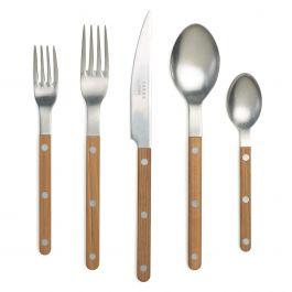 Teak Handle 5-Piece Flatware Setting (Gift Boxed)