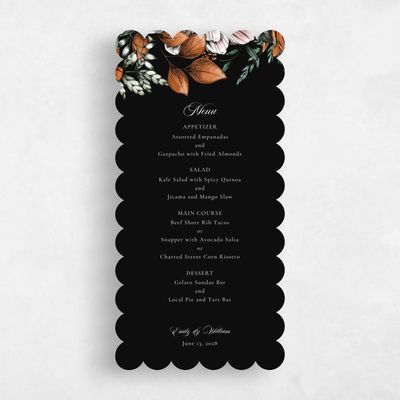 Black Scalloped Wedding Menu - Gardner