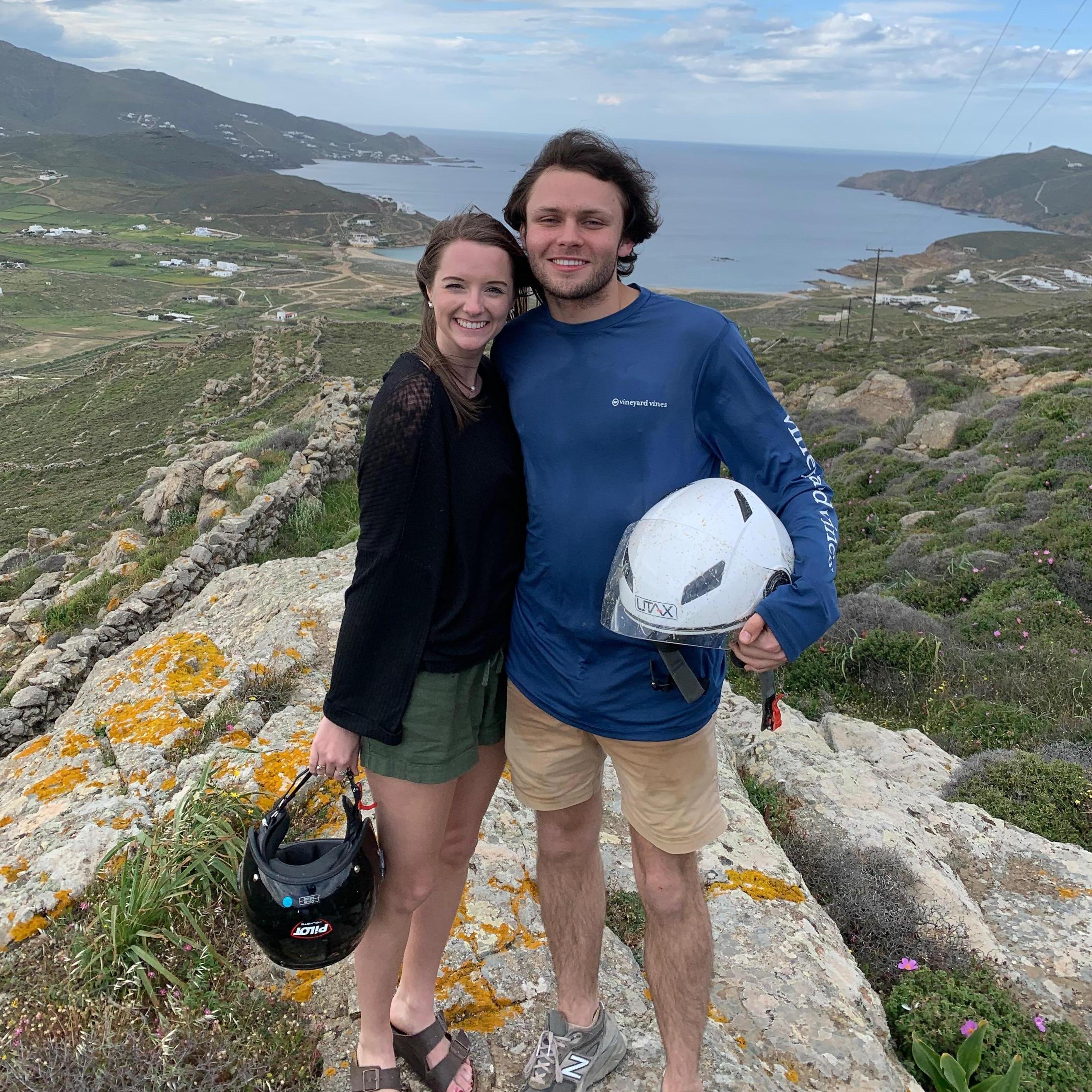 Our first picture together, taken in Mykenos, Greece while we were studying abroad in Spring of 2019.