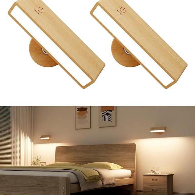 YiLaie Wall Sconces Set of 2 Rechargeable Wall Lights with 360 Rotation,Dimmable Battery Operated Wall Sconce,Magnetic Wall Light for Bedroom,Wireless Wall Mount Light for Picture,Living Room(2 Pack)