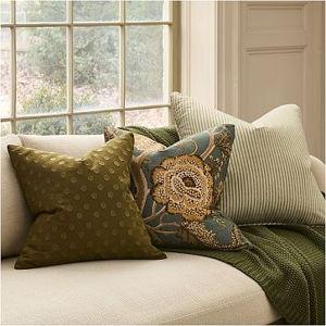 Pierce & Ward Palampore Stripe Pillow Cover & Throw Set - 18X18, Fir Green