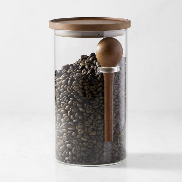 Hold Everything Coffee/Tea Canister, Large, Acacia, Walnut Finish