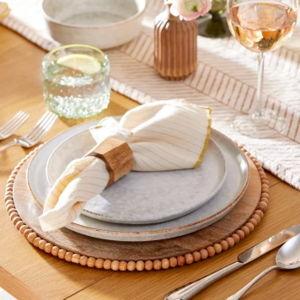 Natural Wood Geometric Napkin Rings Set Of 4 - World Market