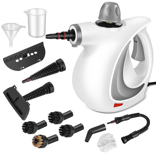 Handheld Pressurized Steam Cleaner with 12 pcs Accessories, Portable Steamer for Cleaning, Steam Cleaner for Home Use, Steamer for Cleaning Car, Furniture, Floor, Upholstery, Grout and Tile, Deep Gray