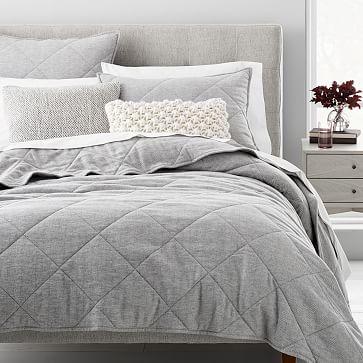 Organic Flannel Herringbone Coverlet + Shams
