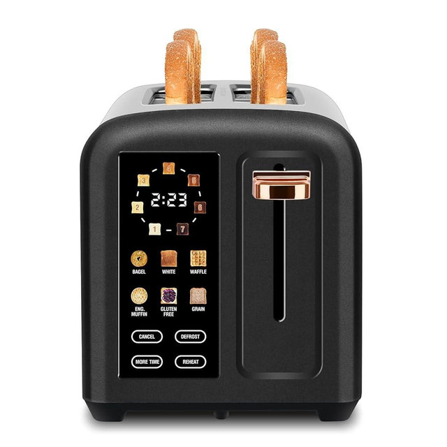 SEEDEEM Toaster 2 Slice with Touch Screen, Faster Heating Speed, 7 Shade Setting, 6 Bread Type, 1.5”Wide Slots Toaster, Removable Crumb Tray, 1350W, Dark Chocolate