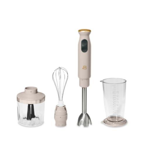 Beautiful 2-Speed Immersion Blender that includes a Chopper & Measuring Cup, by Drew Barrymore (Porcini Taupe)