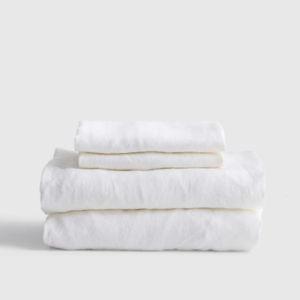 European Linen Sheet Set in White