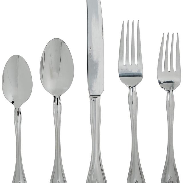 Oneida Boutonniere 45 Piece Everday Flatware, Service for 8, 18/0 Stainless Steel. Silverware Set, Dishwasher Safe, Multi