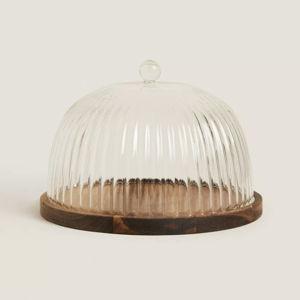 BOROSILICATE WOODEN CAKE DISH