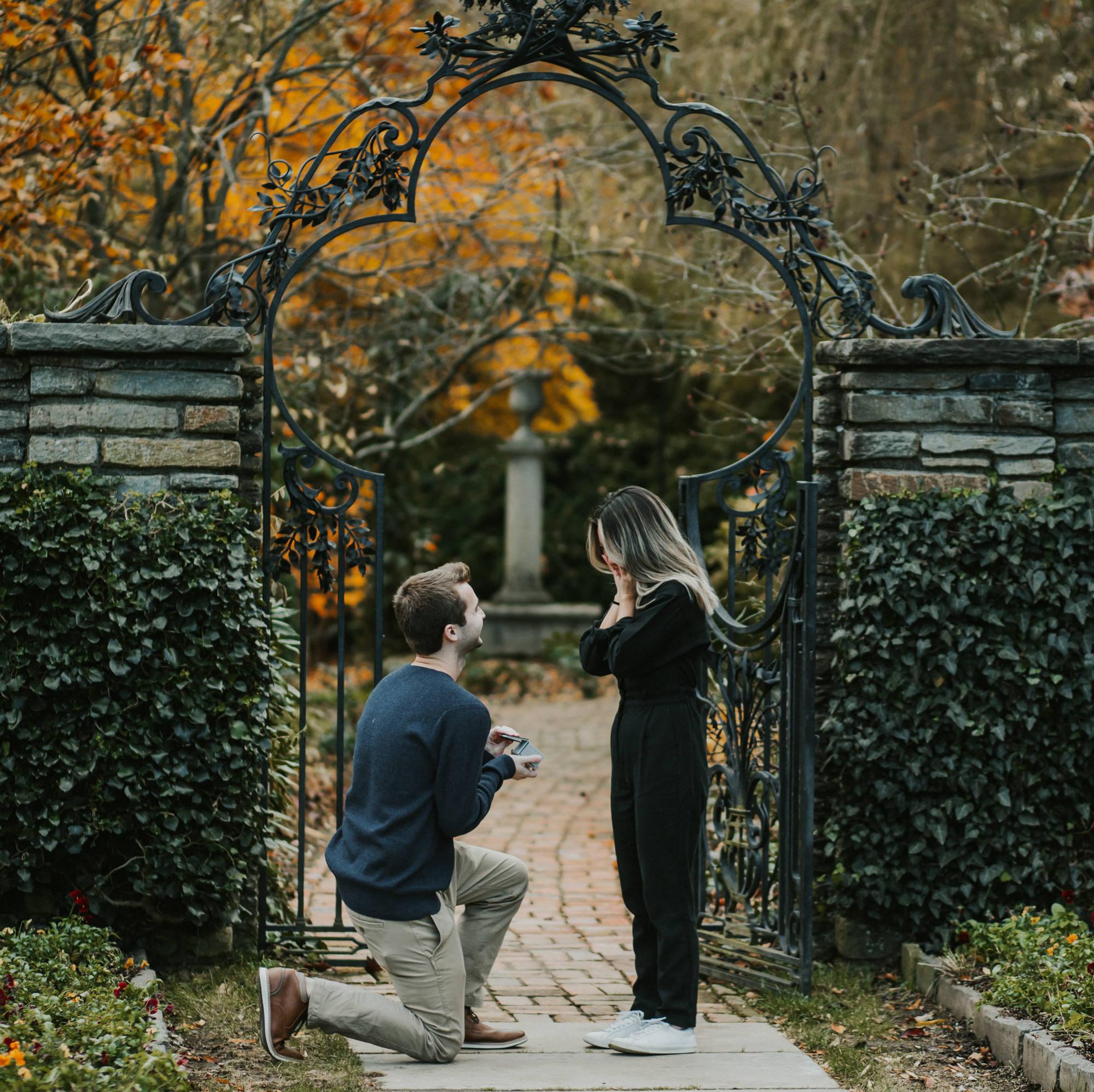 The proposal at Dumbarton Oaks Garden in Georgetown, DC
