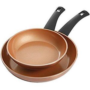 BLACK+DECKER 83374 2 Piece Durable Fry Pan Set, 8" and 10", Copper