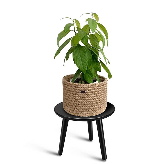 Indoor Plant Stand - Uneedem Wood Mid Century Plant Stand for Indoor Plants, Modern Plant Table, 8.9" Tall Plant Holder for Flower Pots, Small Round Side Table, End Table