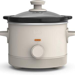 bella 1.5 Qt Slow Cooker with 3 Heat Manual Control, Ceramic Nonstick Coating, Dishwasher Safe Stoneware Pot and Tempered Glass Lid, Tangle Free Cord Wrap & Cool Touch Handles, Oatmilk