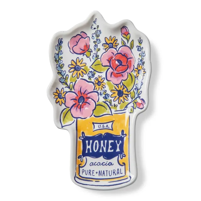 tag Honey Jar Bouquet Trinket Dish Multi Ceramic Everyday