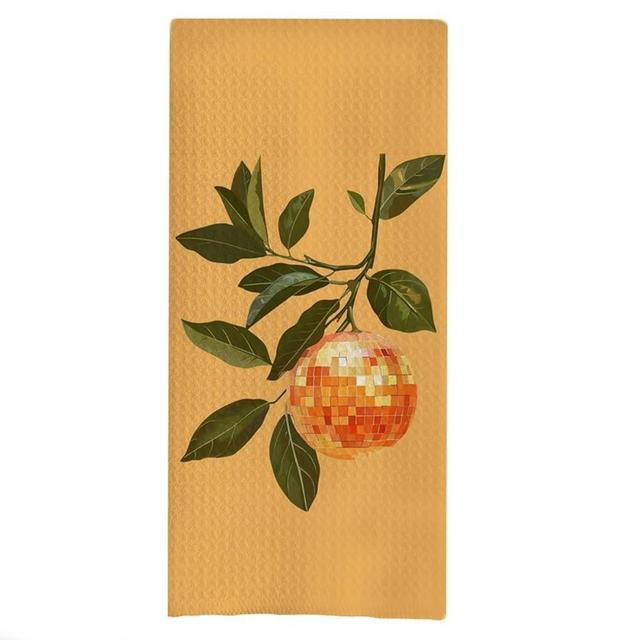 uinwk Trendy Orange Kitchen Towels, Retro Funky Preppy Orange Disco Ball Hand Dish Tea Towels for Kitchen, Oranges Bathroom Decor, 16x24 Inches