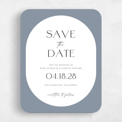 Blue Rounded Wedding Save the Date - Spencer Portrait