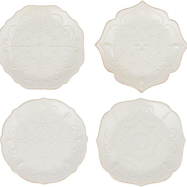 Lenox 829072 French Perle Assorted Plates, 7.5-Inch, White, Set of 4