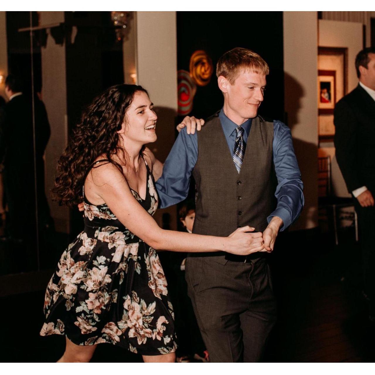 Dancing at Aaron's sister's wedding
