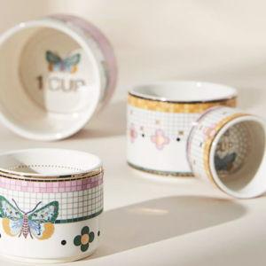 The Bistro Tile Stoneware Measuring Cups, Set of 4: Garden Edition