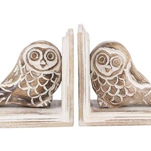 Owl Design Bookends Hand Carved Wooden Decorative Bookend Book End