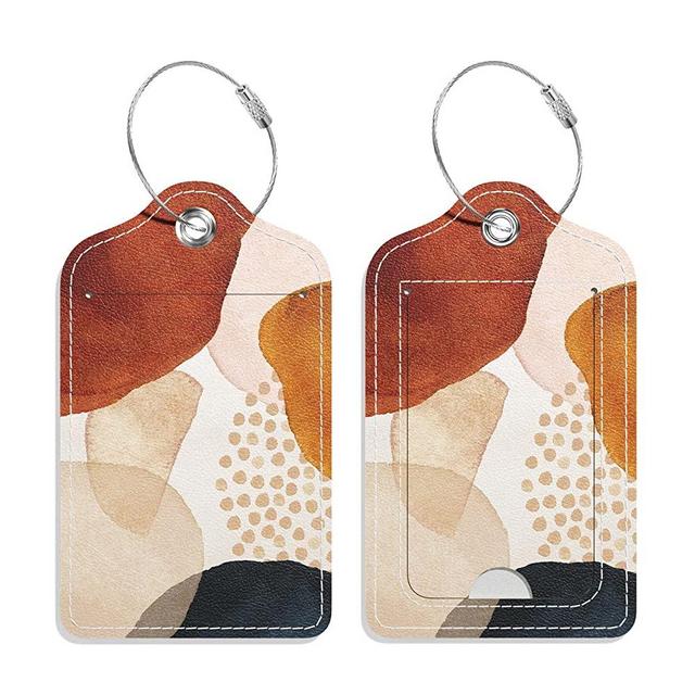 GDJEGE Luggage Tags for Suitcase, 2 Pack PU Leather Travel Cruise Luggage Tag with Privacy Flap, Name ID Label and Metal Loop for Women Suitcase Baggage Bag Backpack Instrument, Abstract Stone
