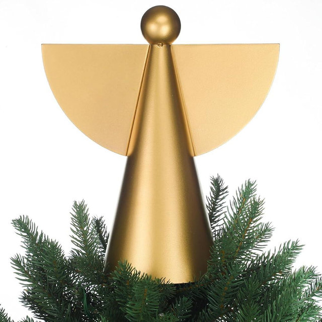 Marsui Angel Tree Topper for Christmas 9.45 Inch Gold Metal Angel Topper Decoration Treetop for Christmas Tree Xmas Home Winter Holiday Party Favor Supplies Indoor Outdoor Decor Vintage Gift