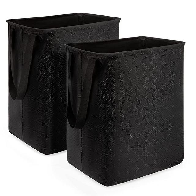 2 Pack Laundry Basket, NOBLE DUCK 65L Black Laundry Hamper, Large Foldable Laudry Baskets Organizer with Handles and Detachable Brackets for Dirty Clothes, Toys Storage