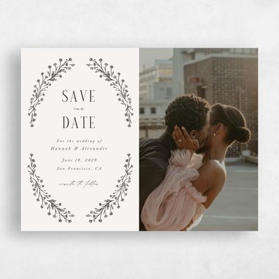 Beige Simple Wedding Save the Date - Nydia Photo