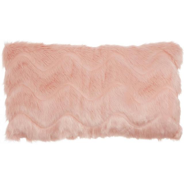 Chevron Faux Fur Lumbar Throw Pillow Blush - Mina Victory