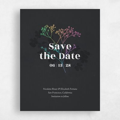 Charcoal, Black Wedding Save the Date - Reverie Bloom