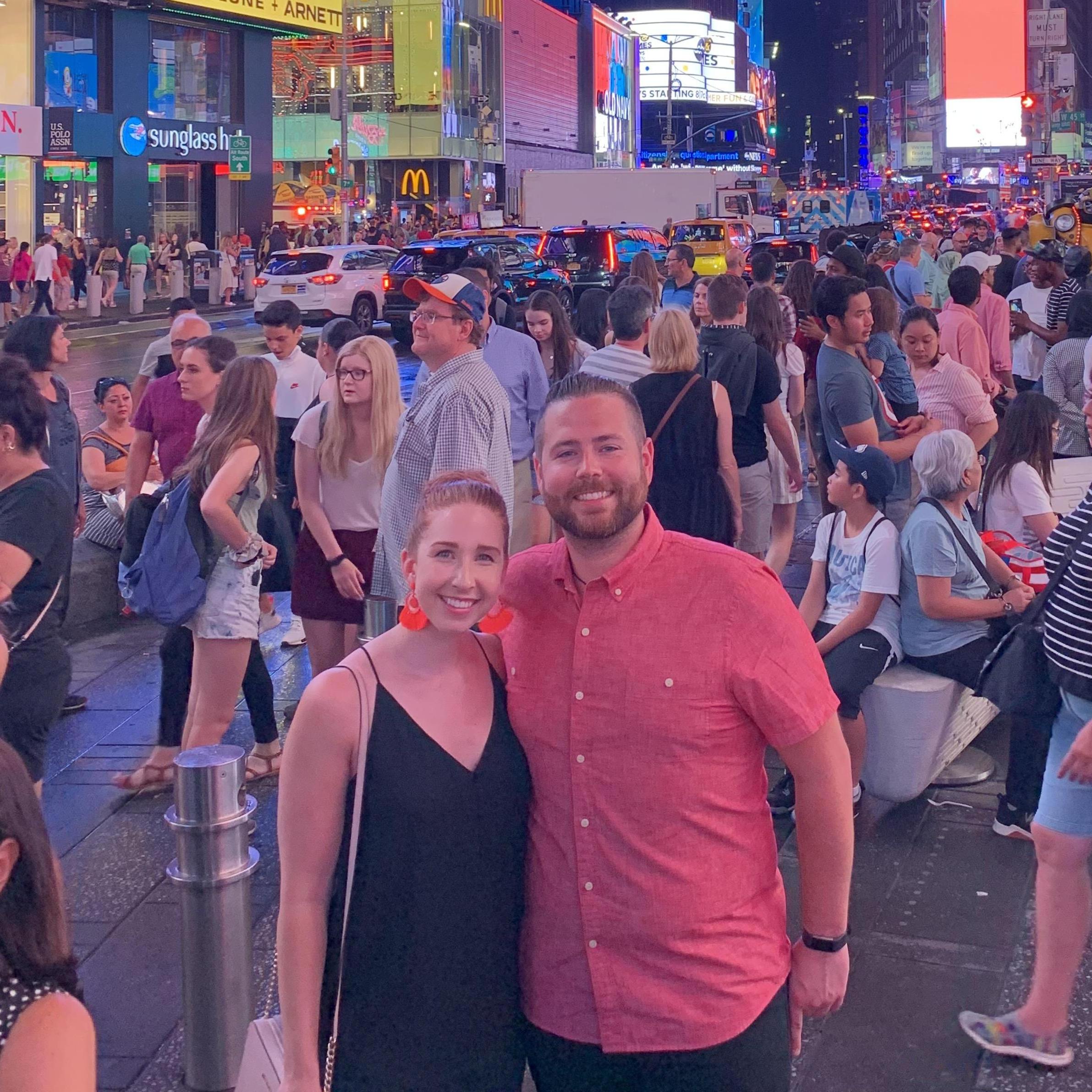Times Square, New York City July 2019: Jake visits NY for the first time.