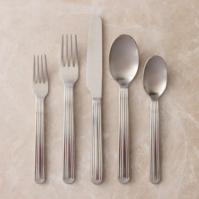 Grooved Flatware, 20-Piece, Mirror Satin