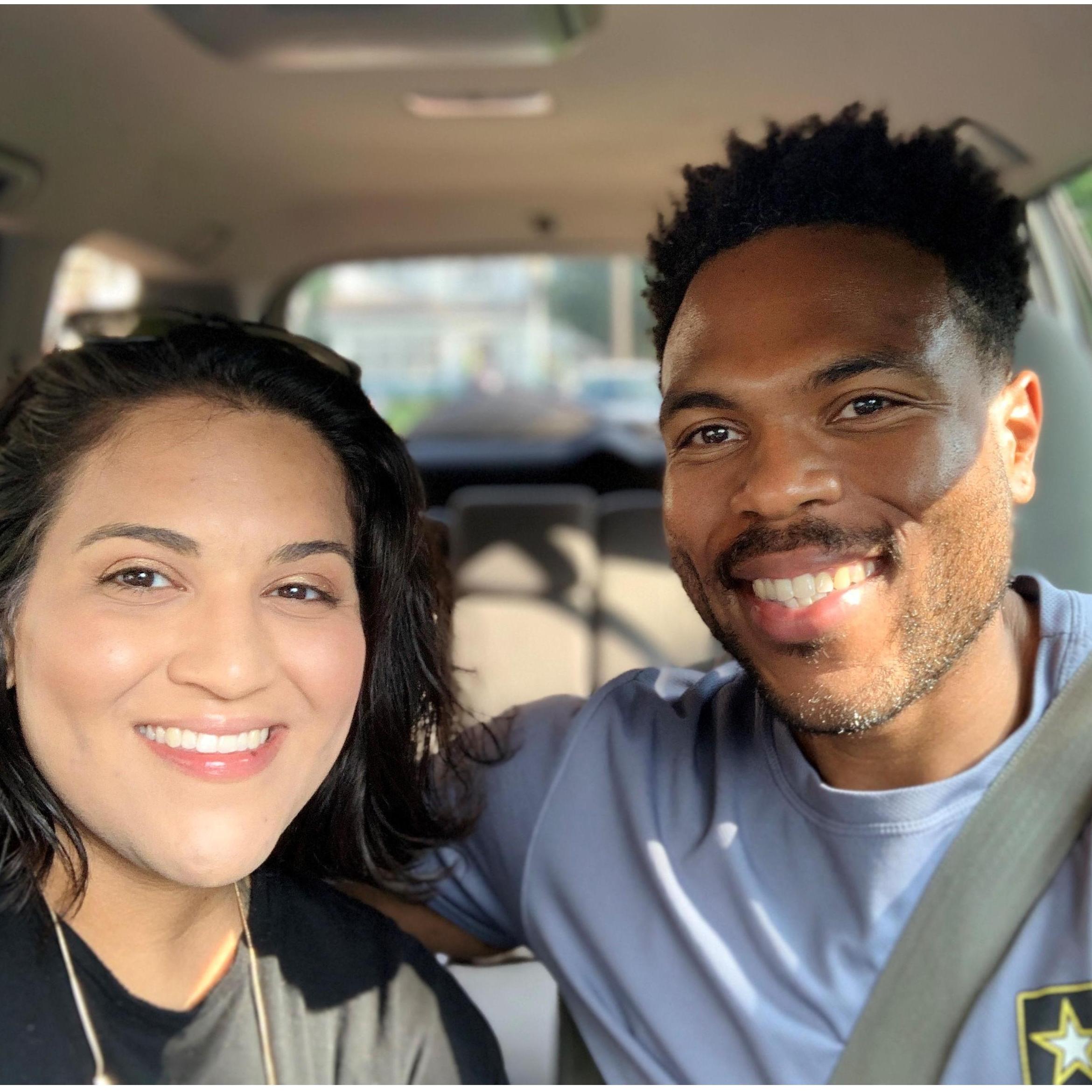 On our first road trip as a couple.