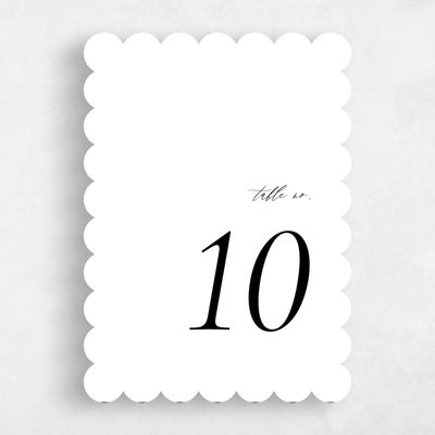 White Scalloped Wedding Table Number - Seville