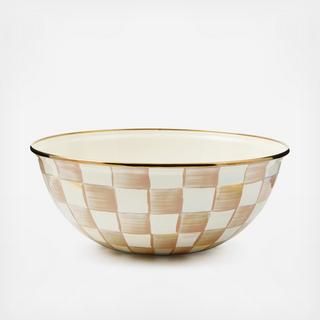 Mocha Check Stainless Steel Medium Everyday Bowl