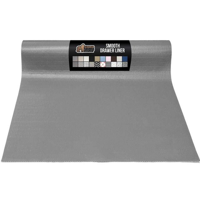Gorilla Grip Original Smooth Top Slip-Resistant Drawer and Shelf Liner, Non Adhesive Roll, 12 Inch x 10 FT, Durable Kitchen Cabinet Shelves Liners for Kitchens Drawers and Desks, Gray