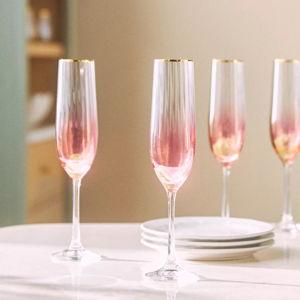 Waterfall Flutes, Set of 4- PINK