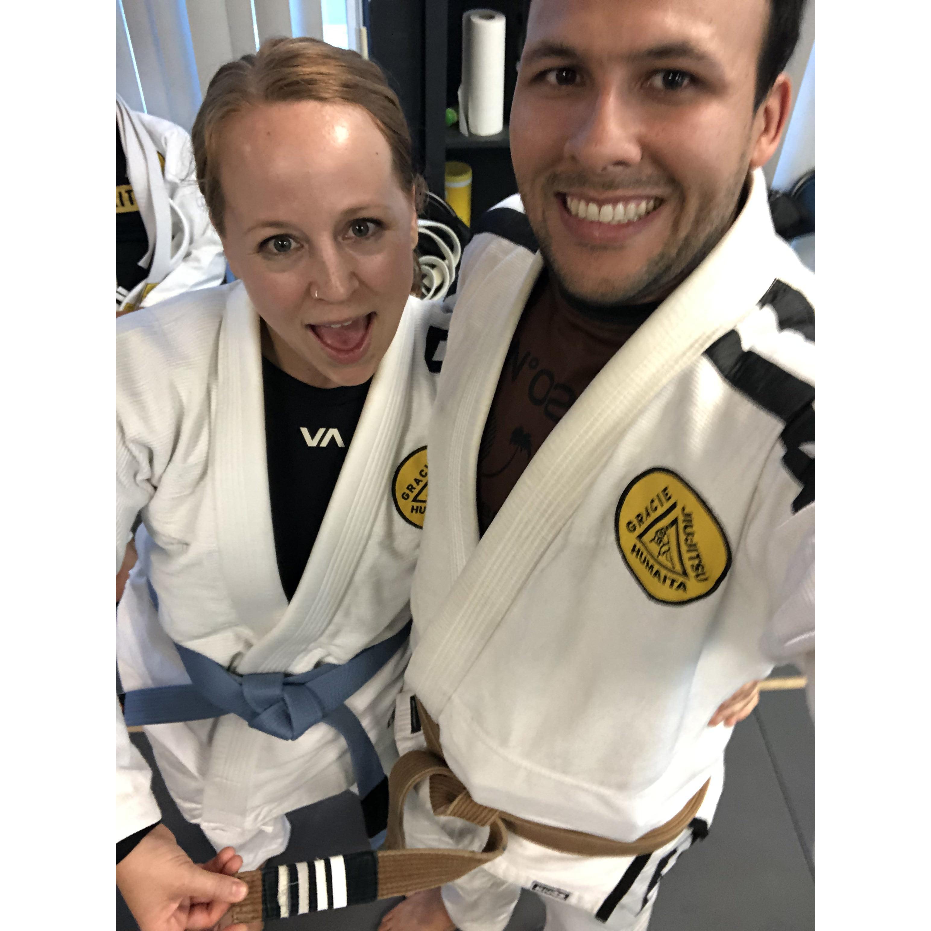 Promotion Day! Matt got his 4th stripe and I was promoted to blue belt!