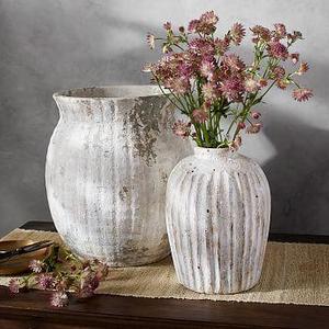Weathered White Stone Vases - Small