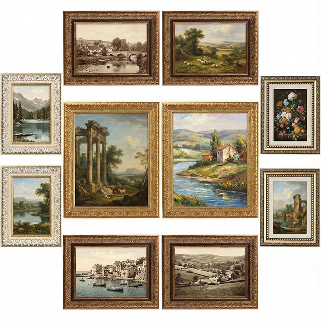 BrightRow 10 Pcs Vintage Picture Frames Resin Photo Frame with Trace Free Nail and S Board Buckle Elegant Classical Ornaments for Tabletop and Wall Display for Christmas Hotel Home Wedding Decoration
