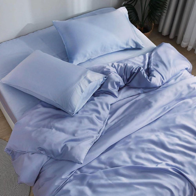 DOZ by SIJO 100% Viscose from Organic Bamboo Sheet Set, Buttery Soft & Silky, Cooling for Hot Sleepers, Oeko-TEX, High GSM, 16" Deep Pockets - 3pc - 2 Pillowcases 1 Fitted Sheet (Sky, King)