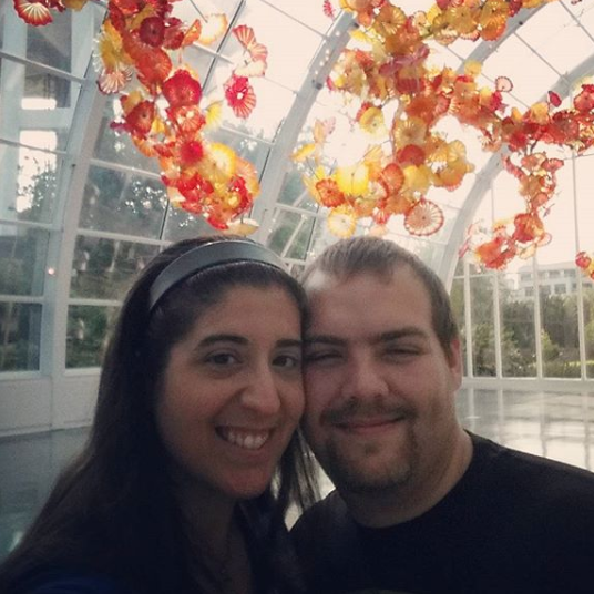 Us in one of my absolute favorite places and cities in the world. Chihuly Garden and Glass Museum in Seattle, WA.