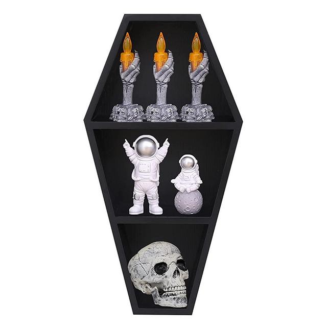 Ubrand Wall Decor Coffin Shelf- Spooky Gothic Decor for Home,Black Floating Wooden Shelf for Wall or Table Top,Witchy Room Decor for Oddities and Curiosities