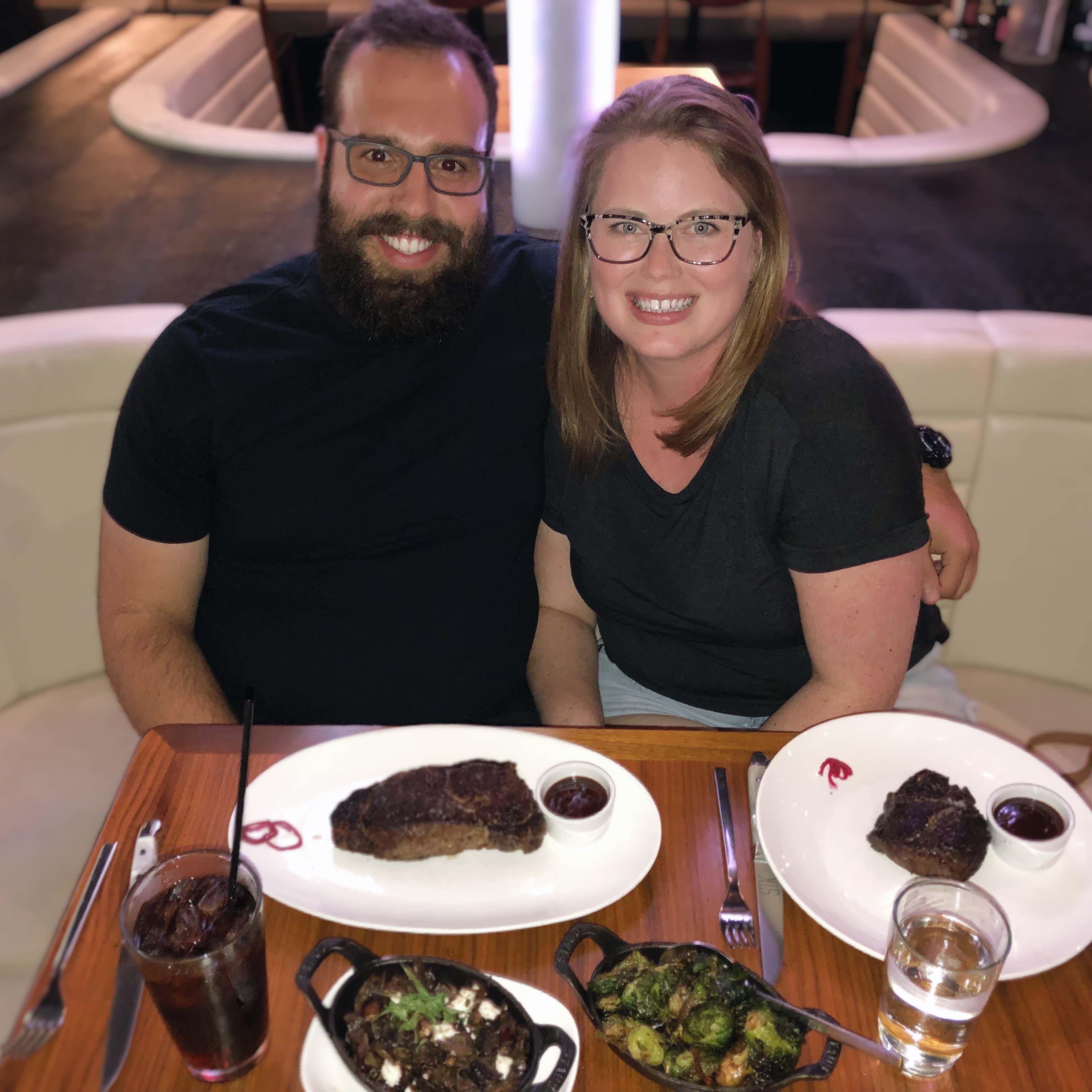 Our first fancy dinner on accident in Denver, CO.
