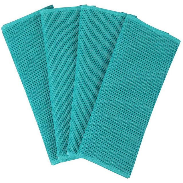 Homaxy 100% Cotton Waffle Weave Kitchen Dish Towels, Ultra Soft Absorbent Quick Drying Cleaning Towel, 13x28 Inches, 4-Pack, Teal
