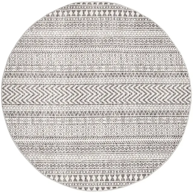 Nuloom Catherina Trellis 8 Round Indoor Area Rug for Living Room Bedroom Dining Room Kitchen, Grey/Ivory