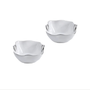 Pampa Bay - White and Silver Snack Bowl (Set of 2)