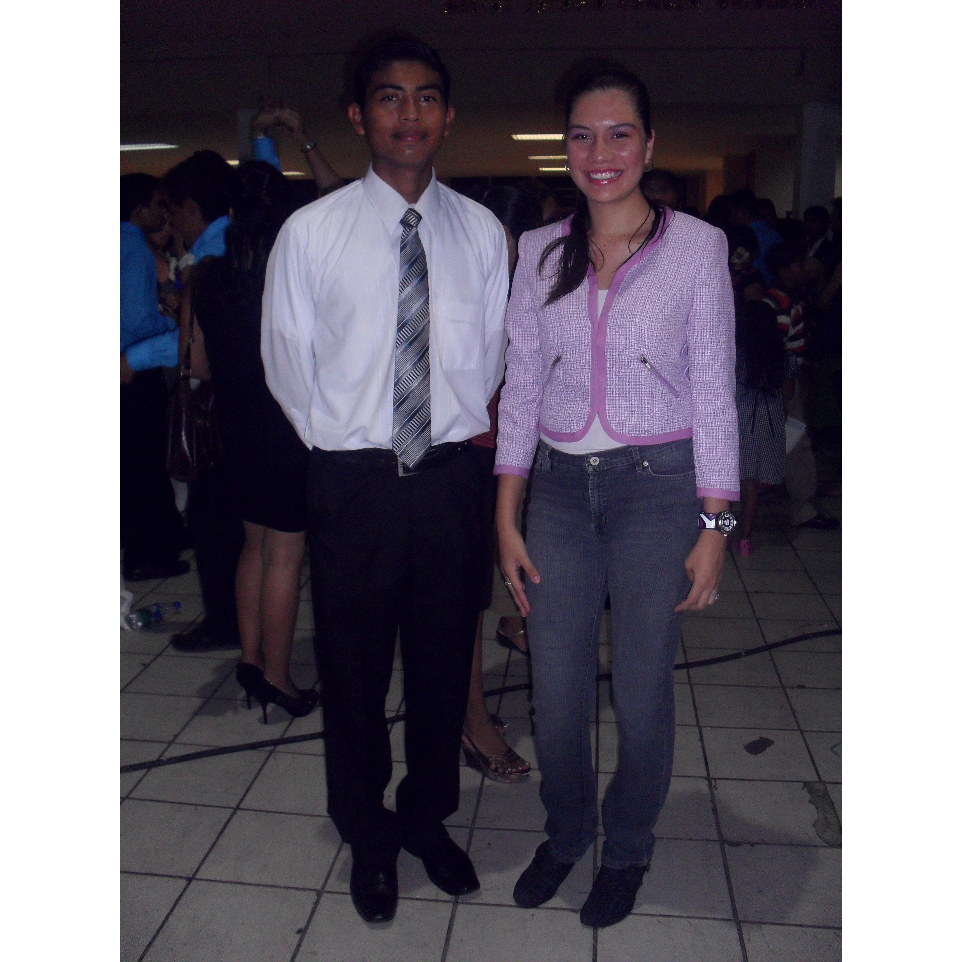 Aww! At his High School graduation ceremony.
Sometime in June 2012! 
It hadn't been long after we met so that's why he looked so serious, he didn't talk much at THAT time HAHAHAHA