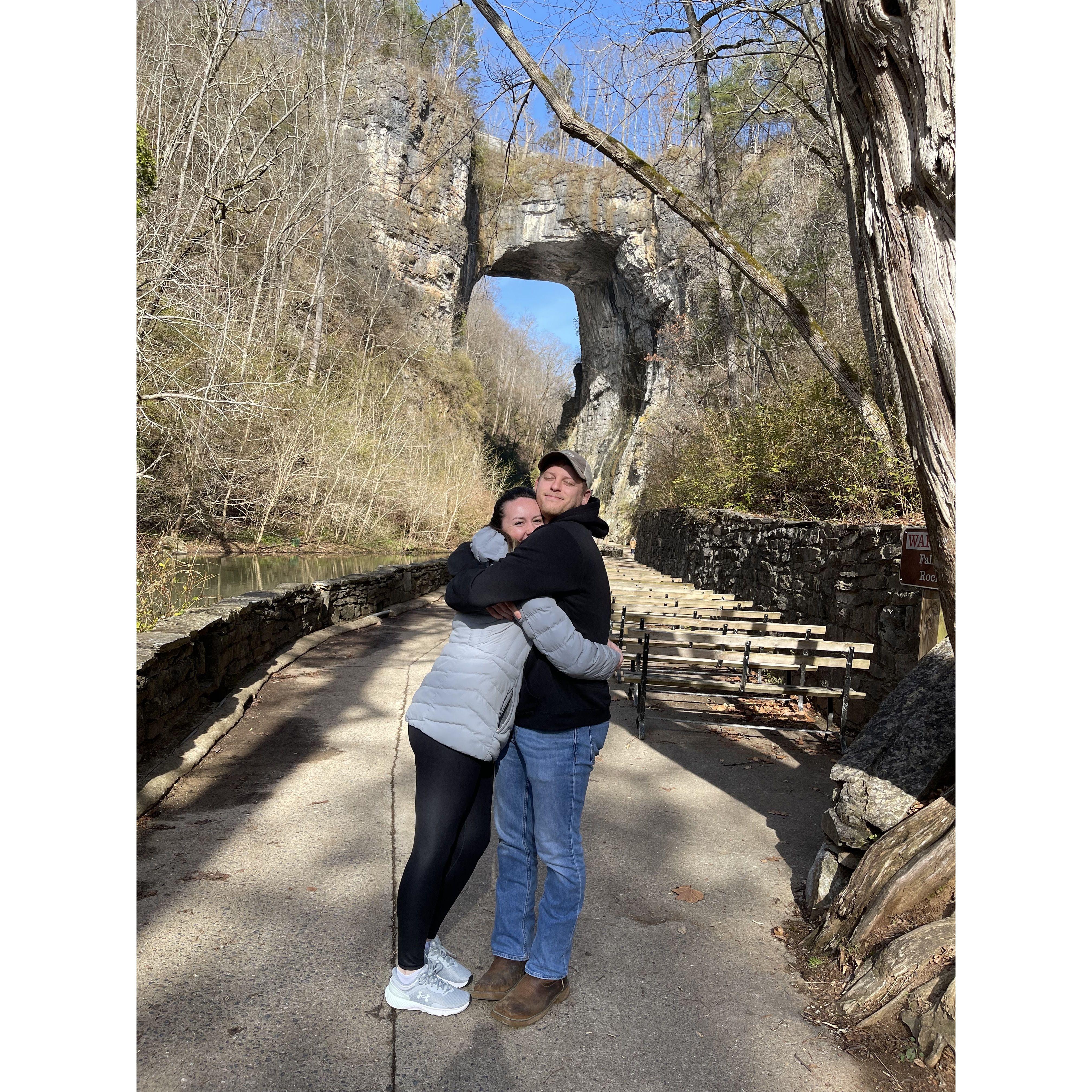 On our way home after the proposal, we made a pitstop to see the Natural Bridge